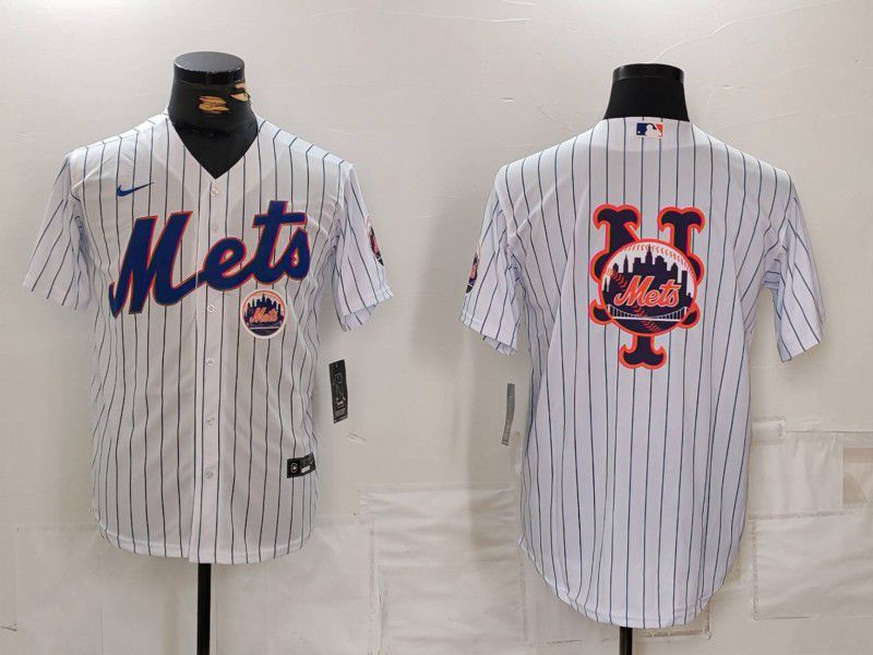 Men New York Mets Blank White Stripe Game 2024 Nike MLB Jersey style 4